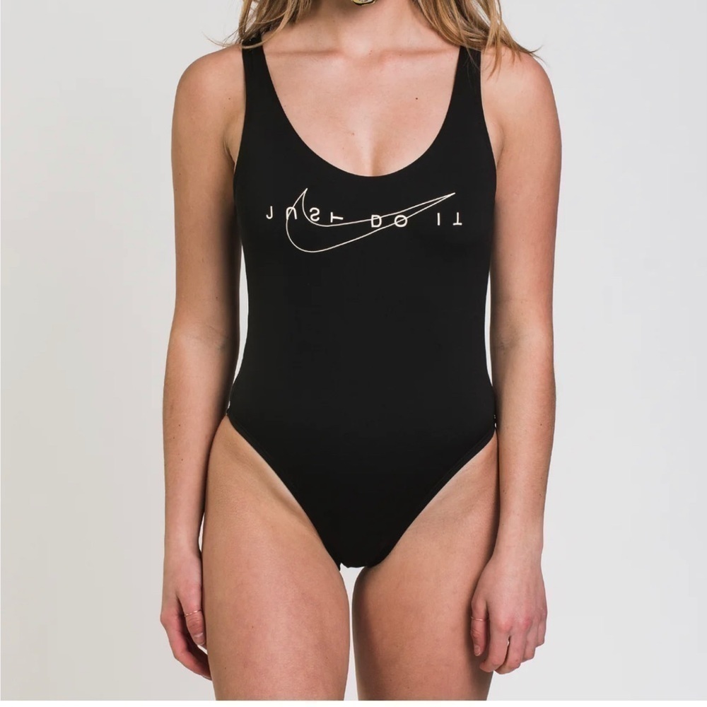 Nike multi logo one piece swimsuit size M